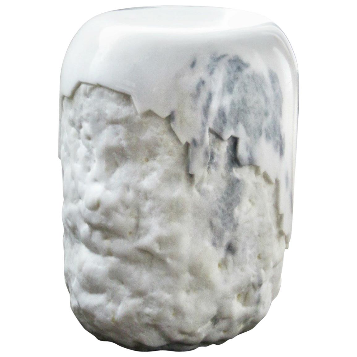 Yoho Stool in Carrara Marble by Brabbu For Sale