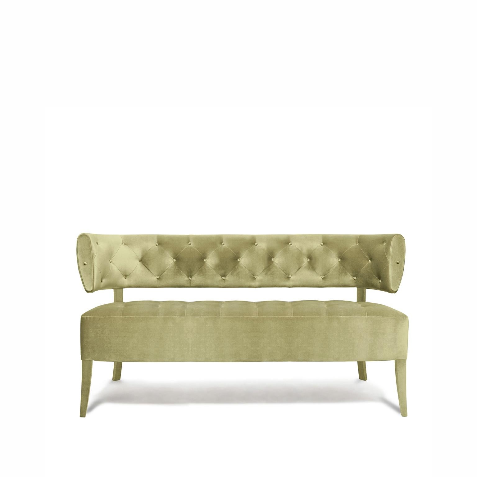 Art Deco Zulu 2 Seat Sofa in Cotton Velvet and Fully Upholstered Legs by Brabbu For Sale