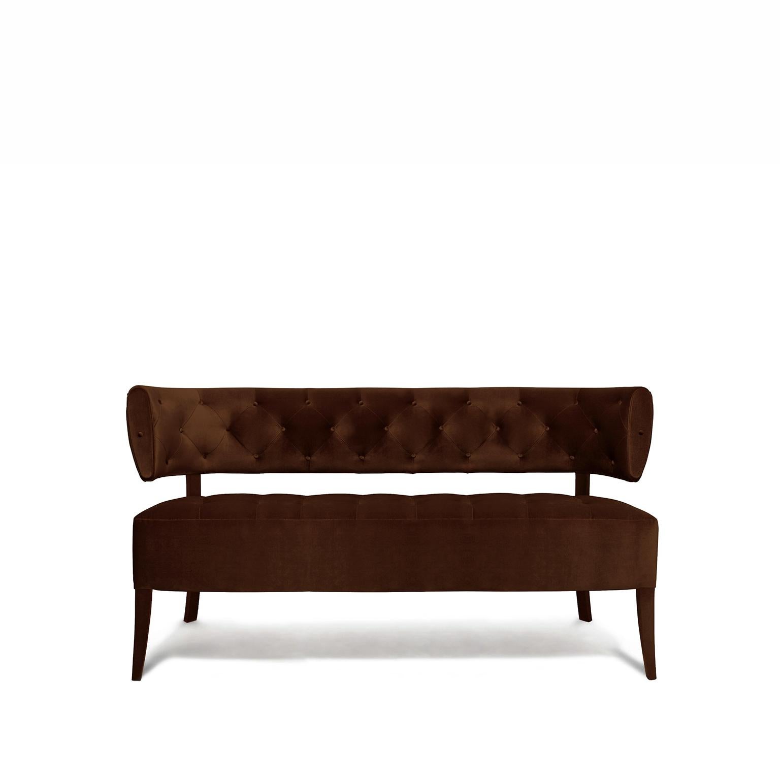 Contemporary Zulu 2 Seat Sofa in Cotton Velvet and Fully Upholstered Legs by Brabbu For Sale