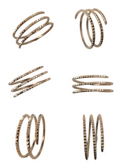 Red gold 3-row bracelet with titanium spring and white diamonds