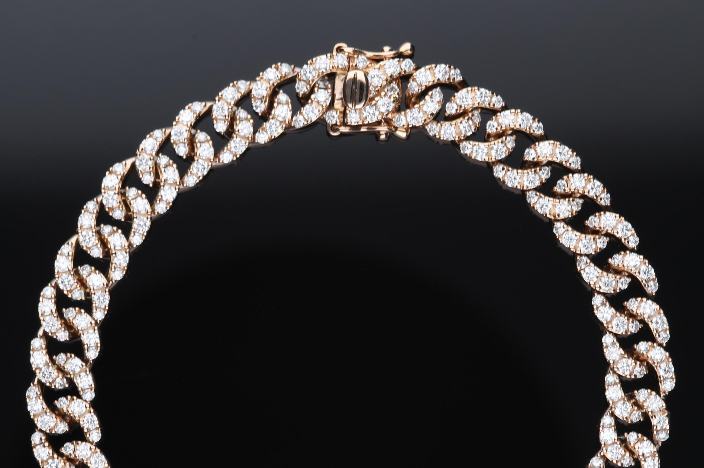 Bracciale a Catena Groumette con ct 3.53 di diamanti. Oro Giallo 18 Kt In New Condition For Sale In Rome, IT