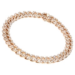 Bracciale a Catena Groumette con ct 3.53 di diamanti. Oro Giallo 18 Kt