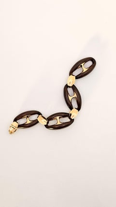 Bracelet en maille marine en ébène et or rose 18Kt