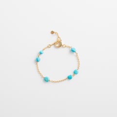 Bracelet, 925 sterling silver, 18 kt. gold plated, natural turquoise, turquoise