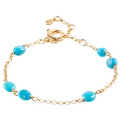 Bracelet, argent 925, plaqué or 18 carats, turquoise naturelle, turquoise