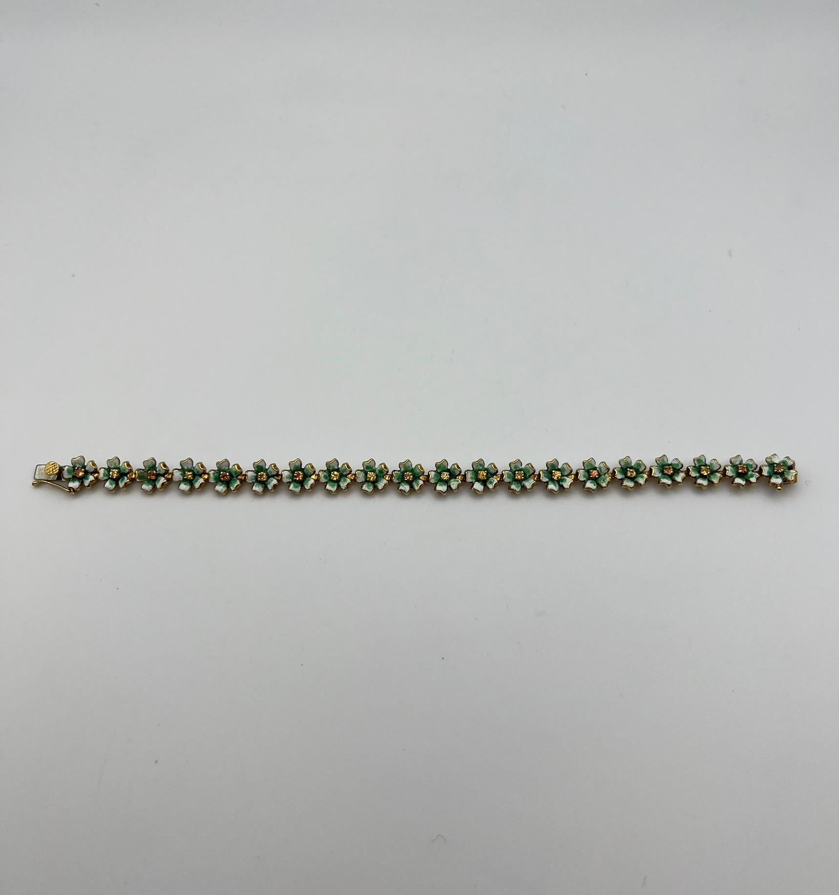 Bracelet fait main en or jaune 18 carats avec saphirs jaunes Pour femmes en vente