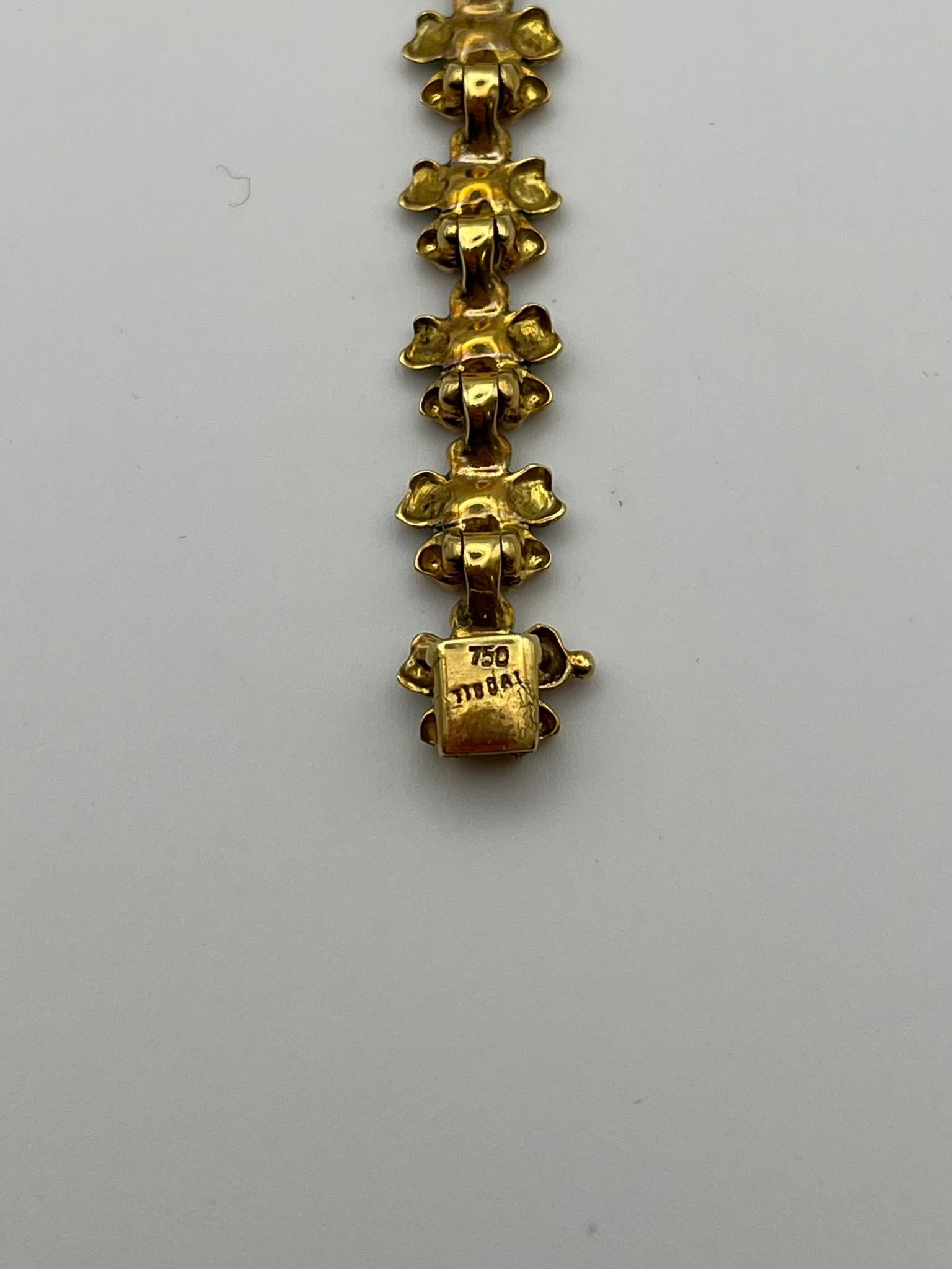 Bracelet fait main en or jaune 18 carats avec saphirs jaunes en vente 2