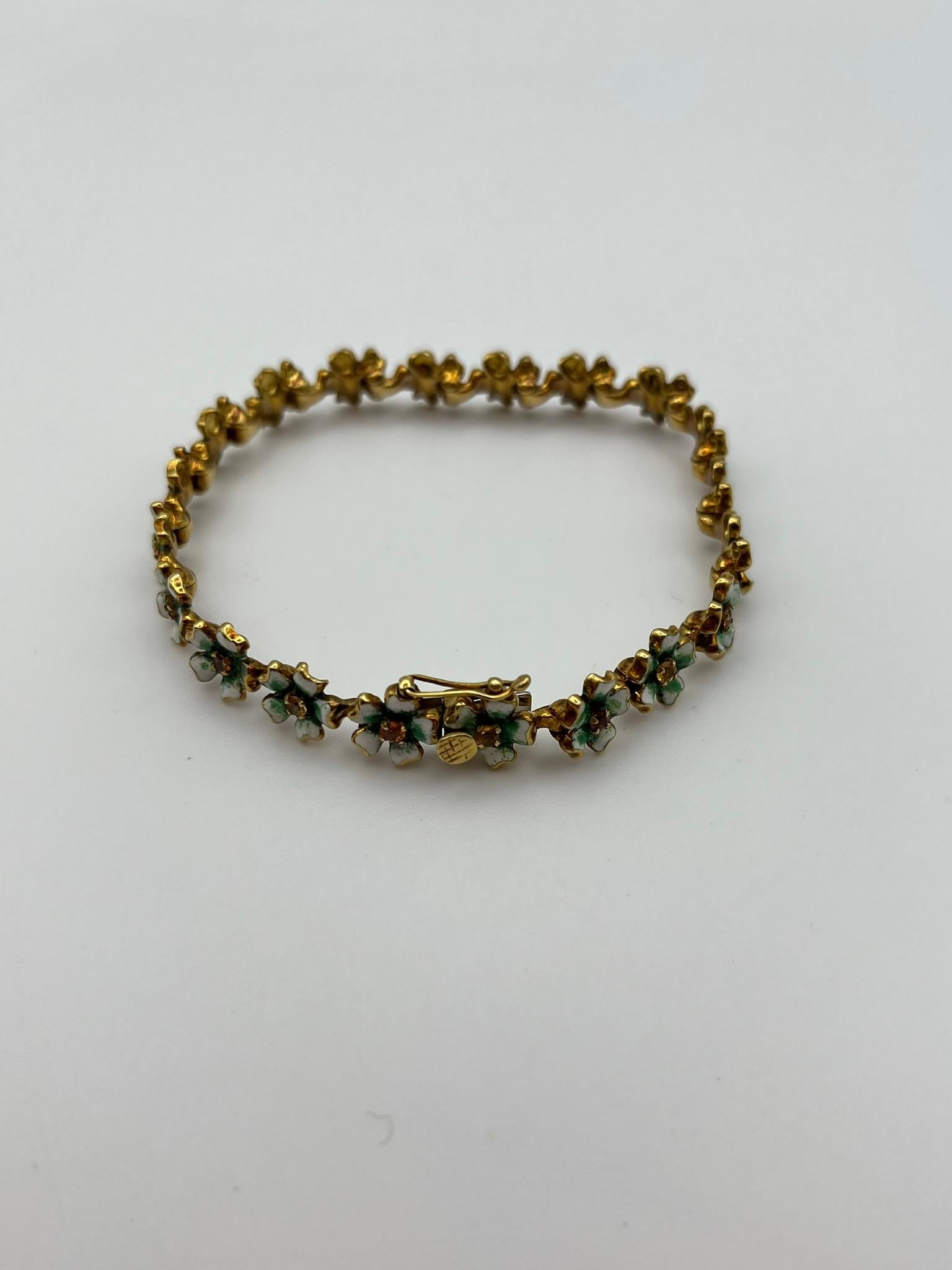 Bracelet fait main en or jaune 18 carats avec saphirs jaunes en vente 3