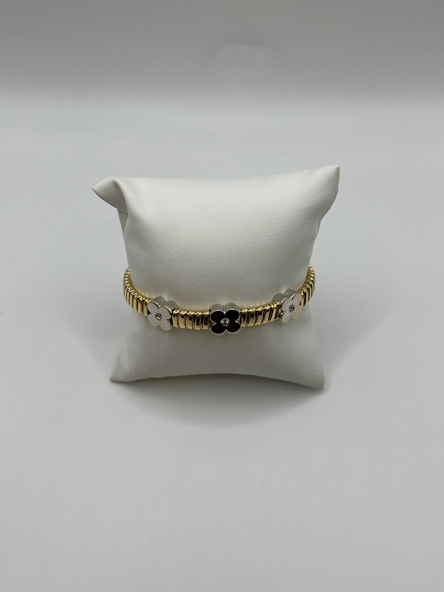 Pulsera Tubogas de oro amarillo y blanco de 18 quilates con diamantes Moderno en venta