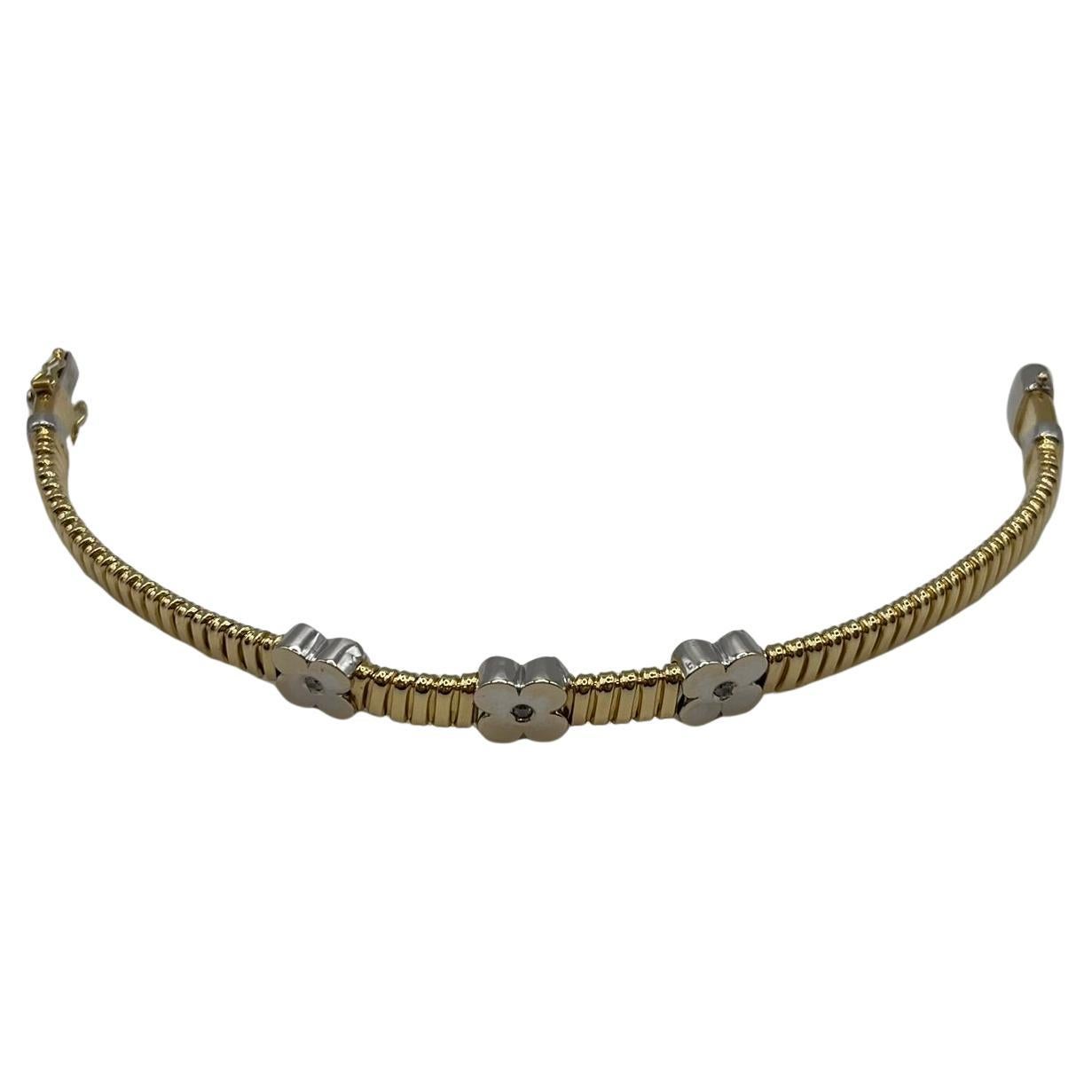 Tubogas-Armband aus 18 kt. Gelb- und Weißgold mit Diamanten