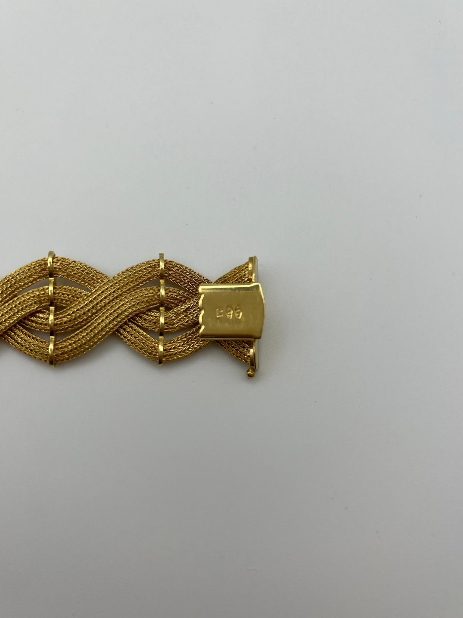 Bracelet vintage en or jaune 18 carats tressé en vente 5