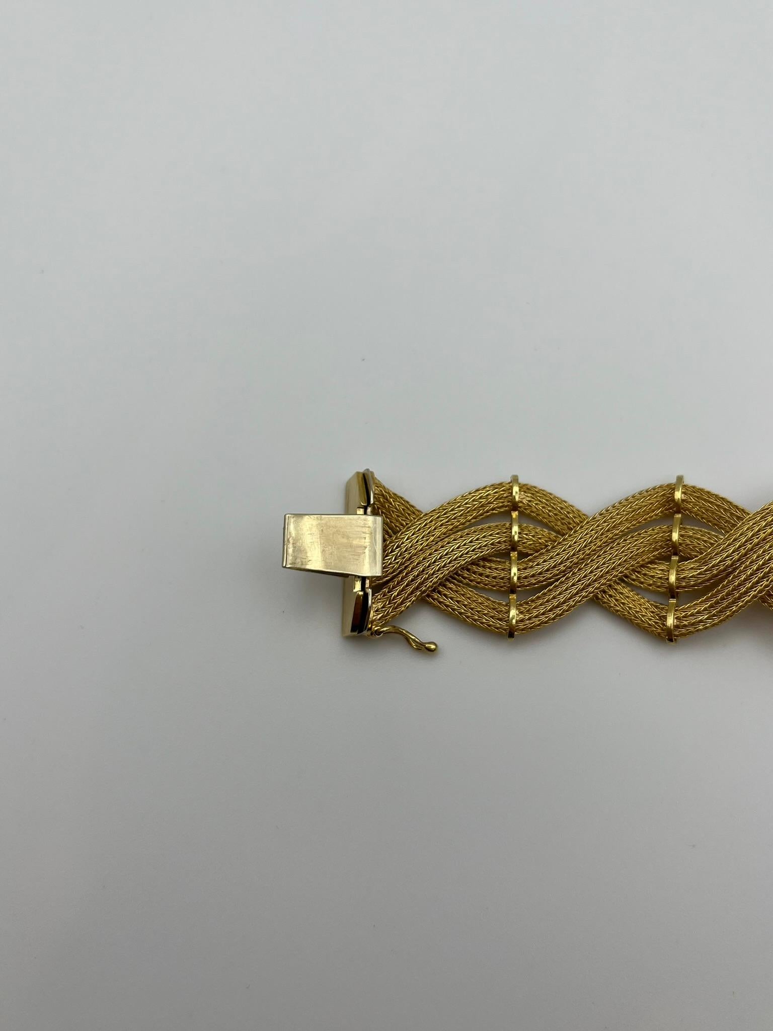 Bracelet vintage en or jaune 18 carats tressé en vente 6