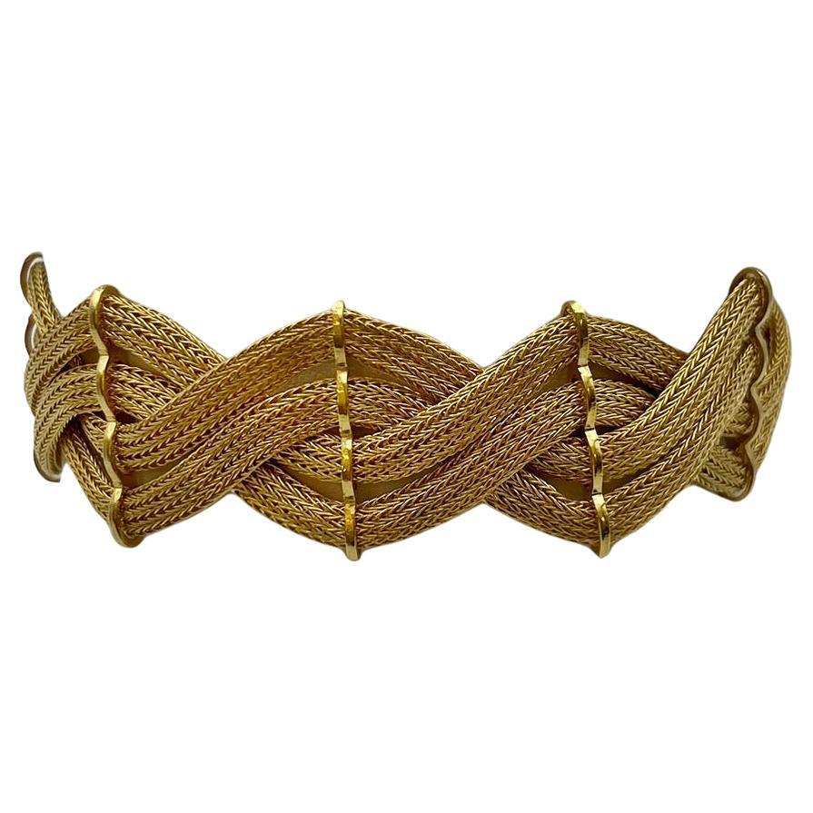 Bracciale Artigianale vintage in oro giallo 18 kt. intrecciato