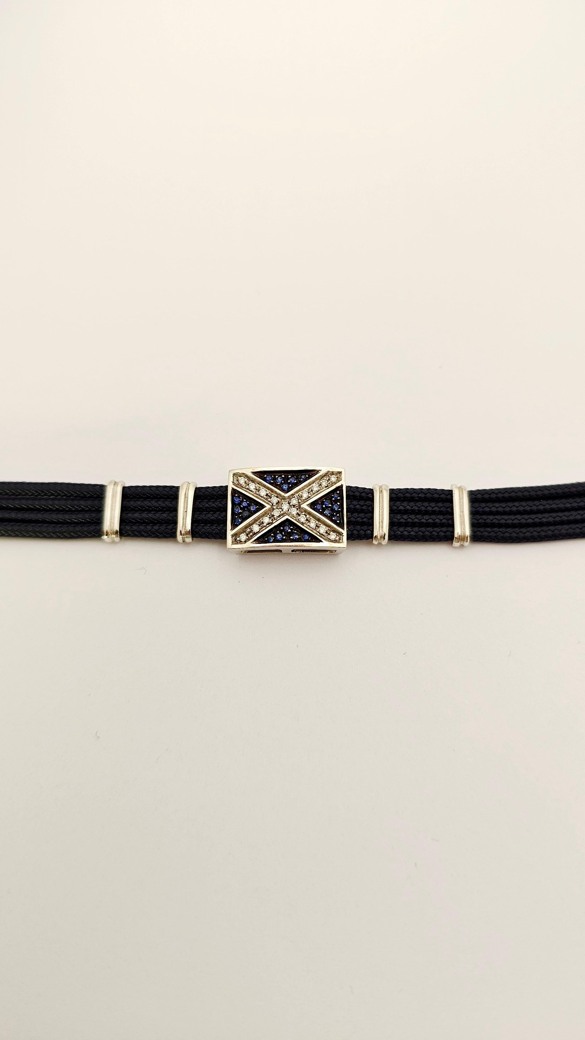 Pulsera Bandera Náutica en Oro de 18 Kt Zafiros y Diamantes en Nuevo estado para la venta en Cattolica, IT