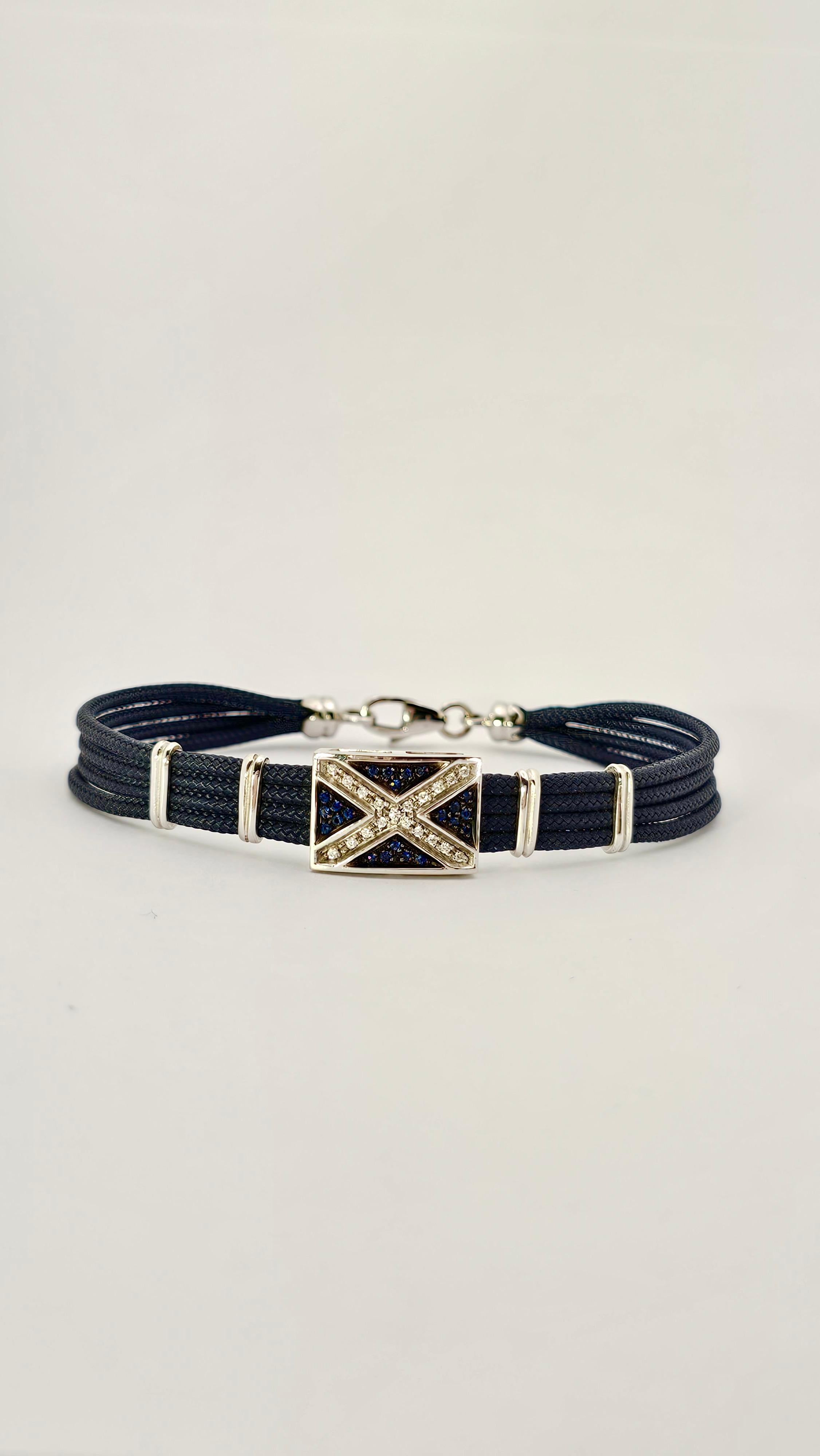 Femenino o masculino Pulsera Bandera Náutica en Oro de 18 Kt Zafiros y Diamantes en venta