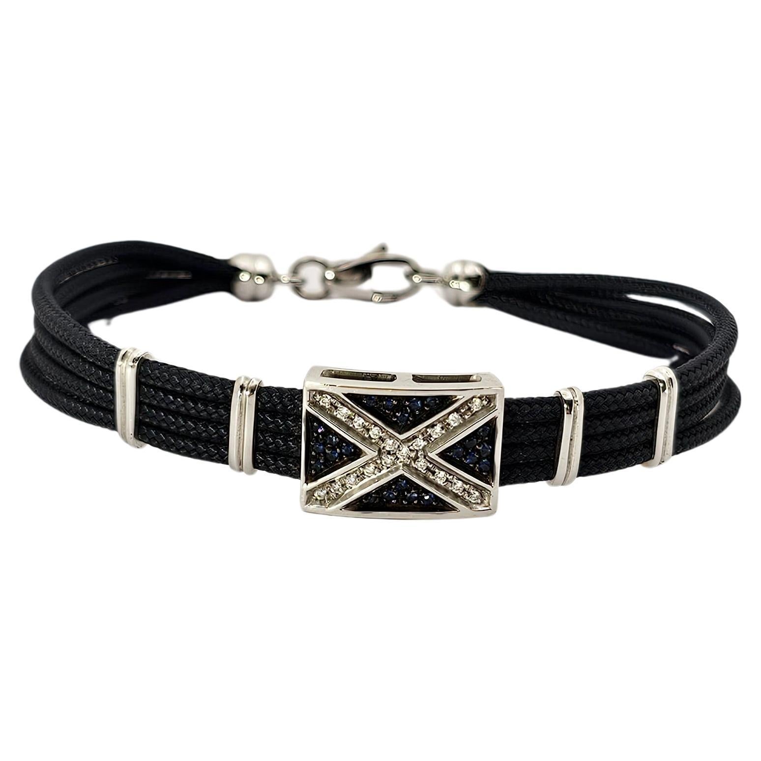 Nautical Flag Bracelet in 18Kt Gold Sapphires and Diamonds