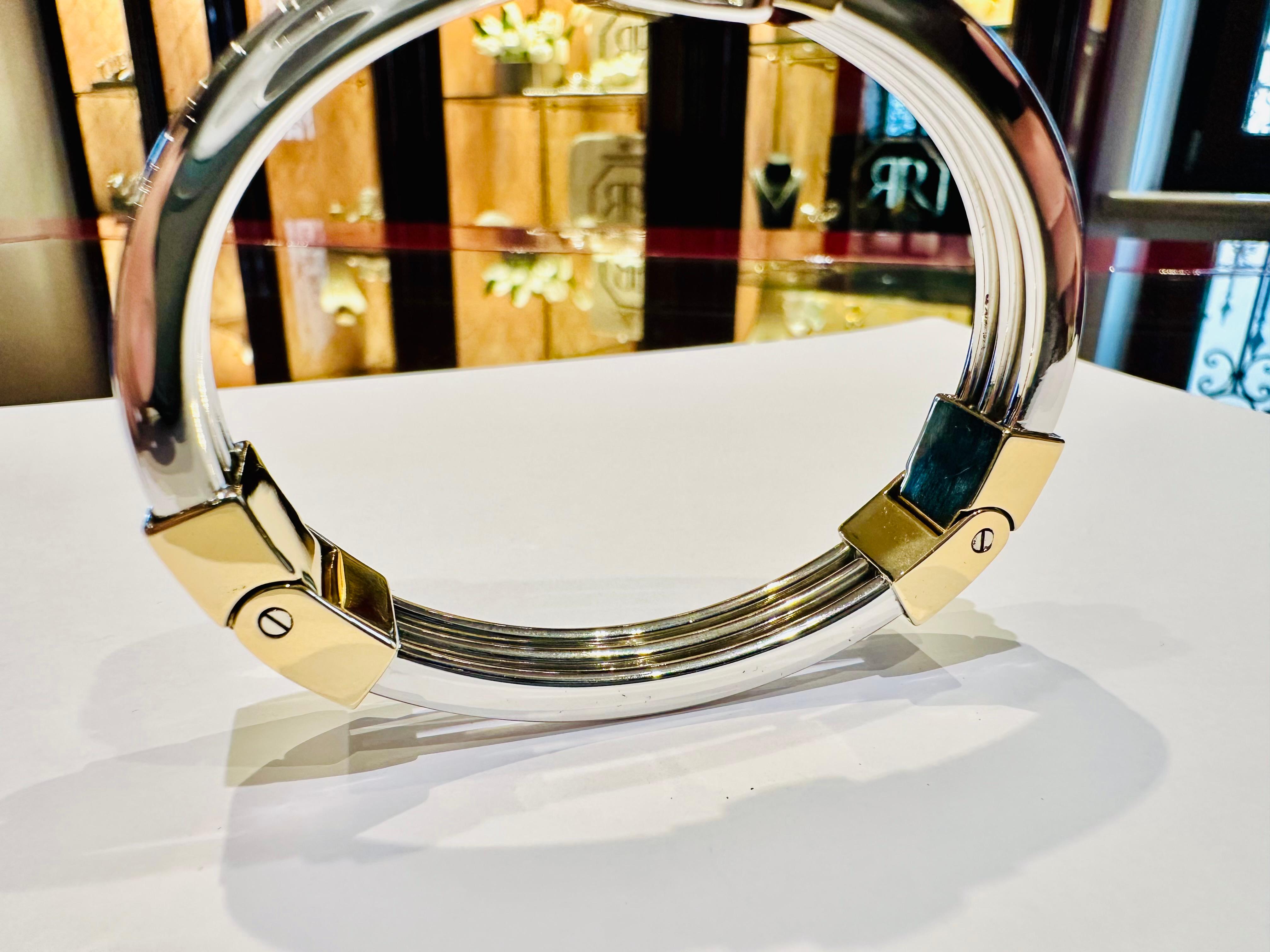 Baraka Bracelet in 18 kt White and Yellow Gold: Elegance Made in Italy For Sale 1