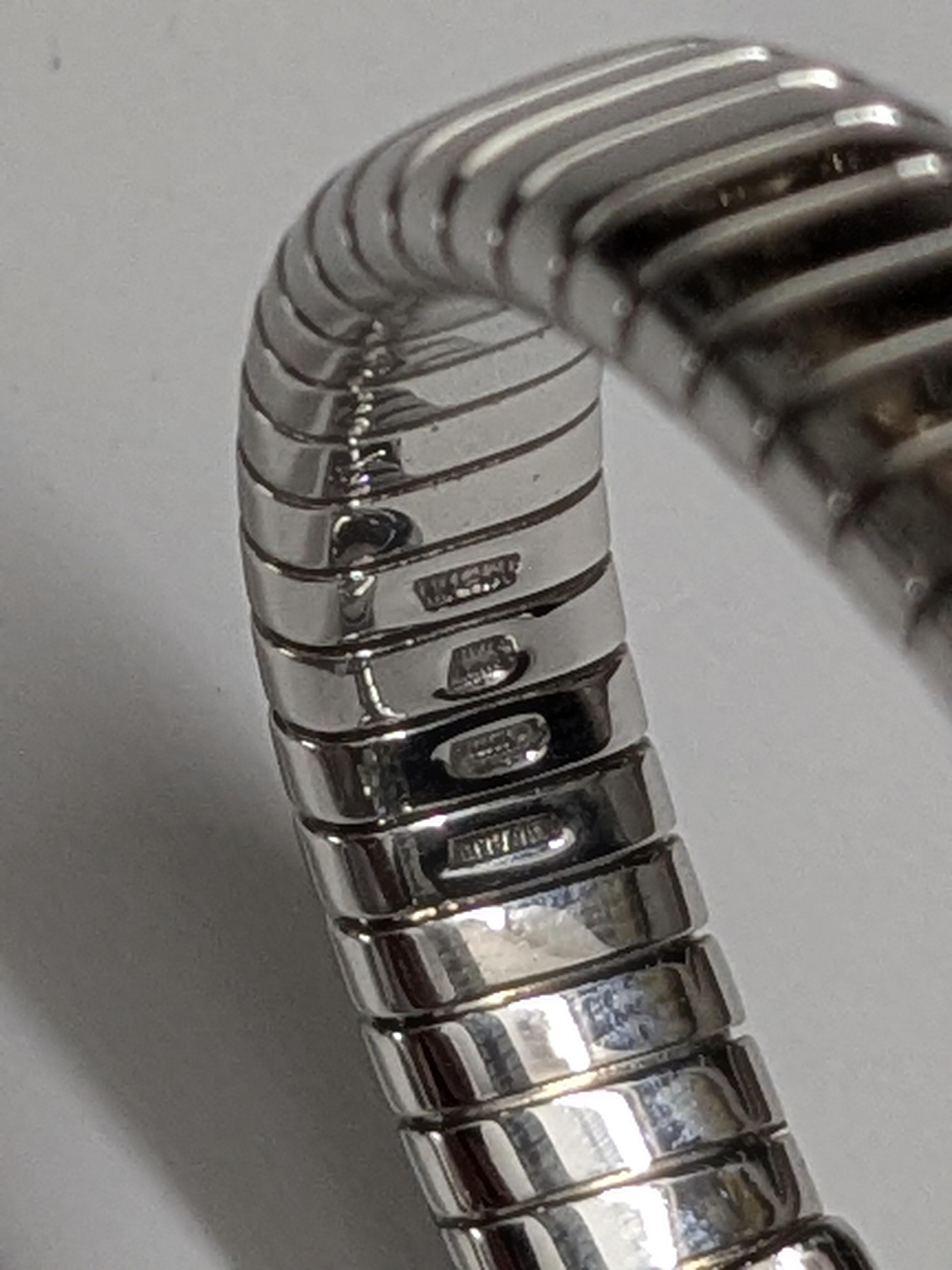 Bulgari steel and onyx bracelet - Tubogas model In Excellent Condition In Roma, IT