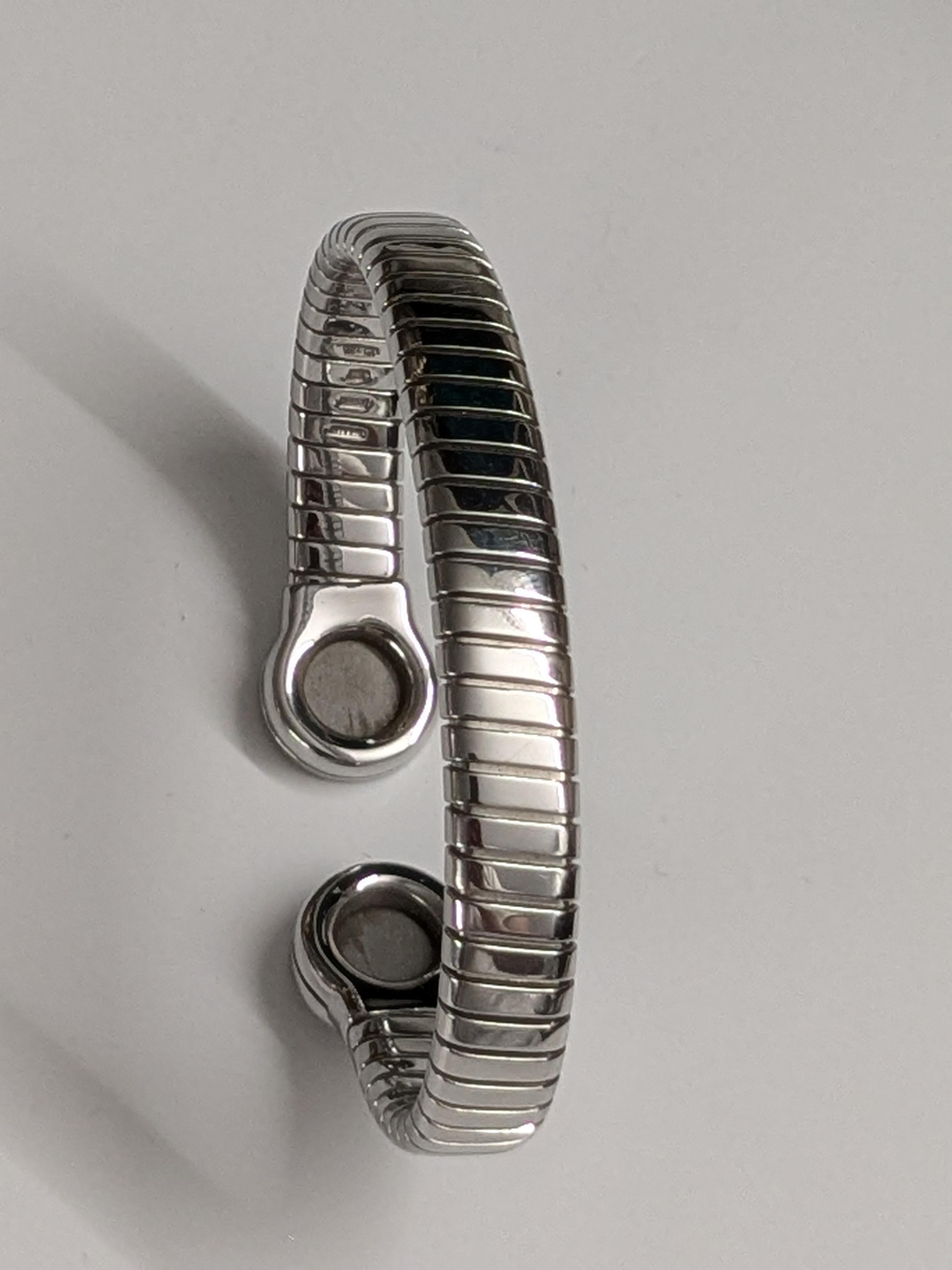 Women's or Men's Bulgari steel and onyx bracelet - Tubogas model
