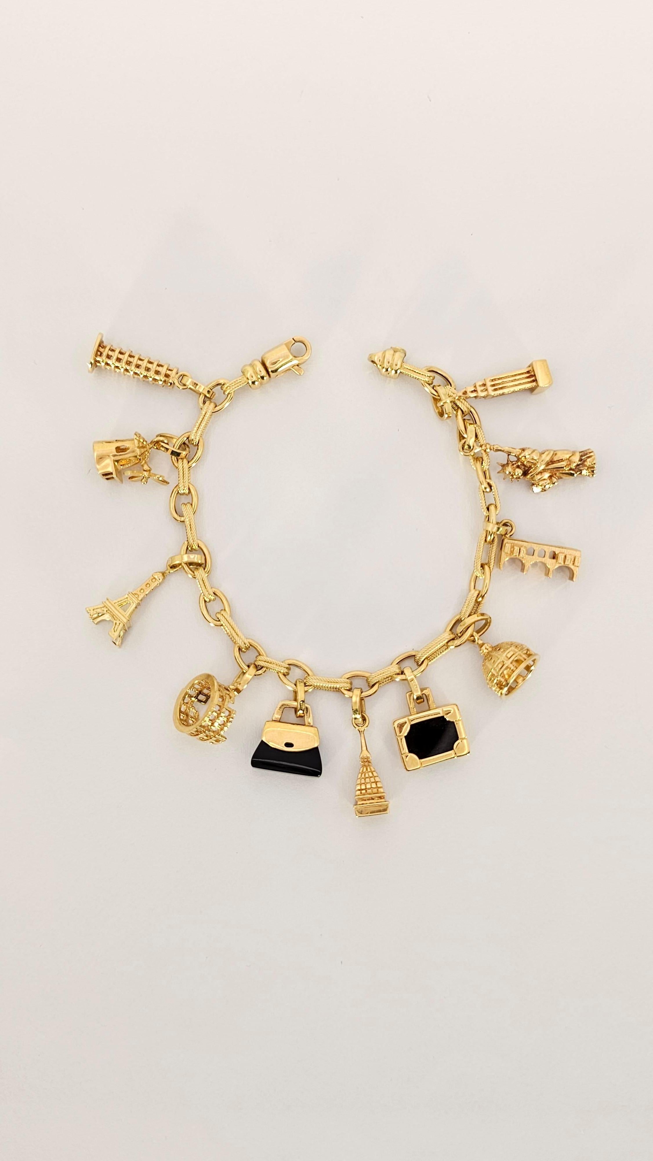 Artigiano Bracciale Charms in oro 18 Kt Massiccio e Onice in vendita