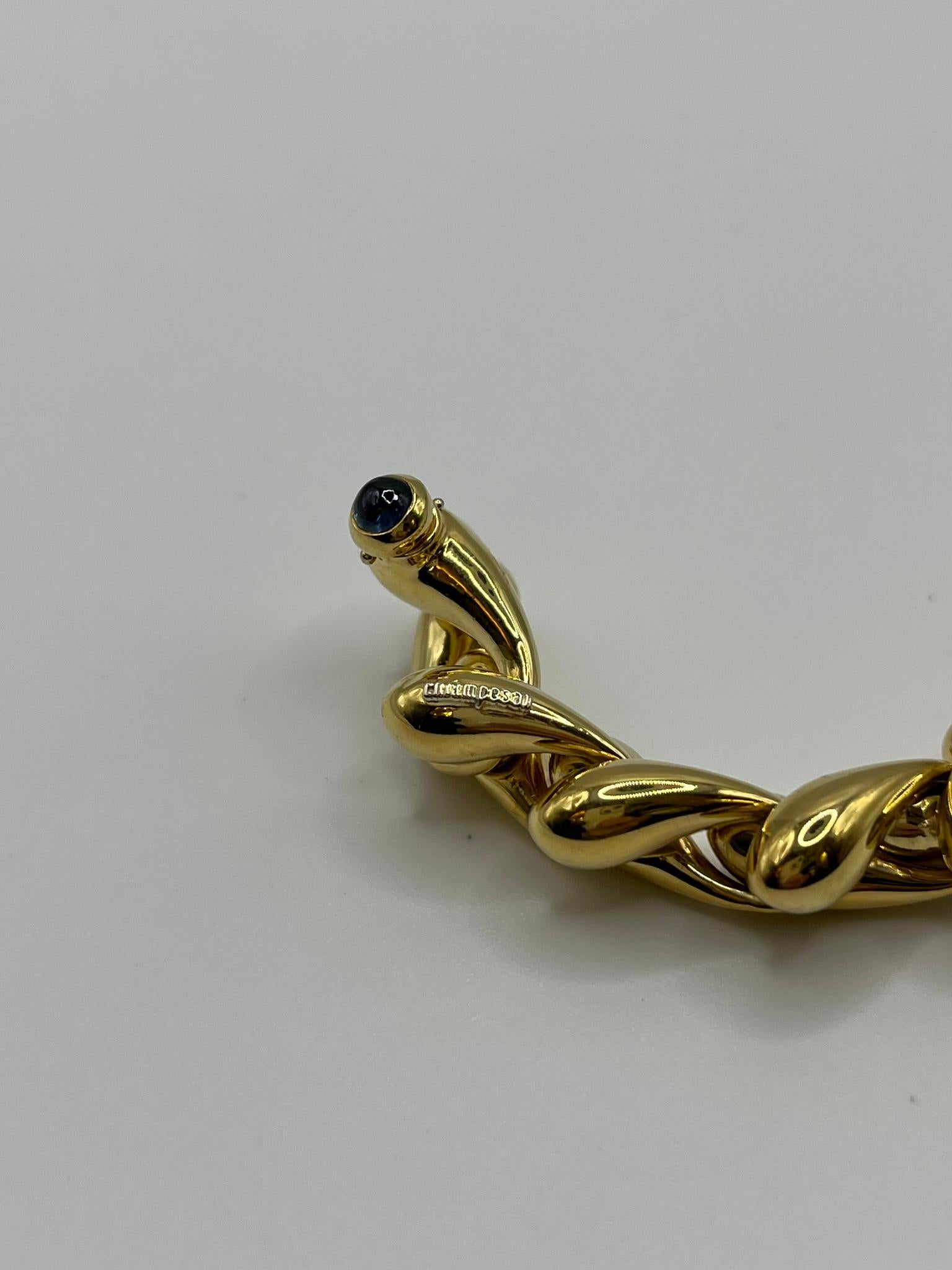 Bracciale Chiampesan in oro giallo 18 kt. con zaffiro cabochon - Edizione limita Moderno en venta