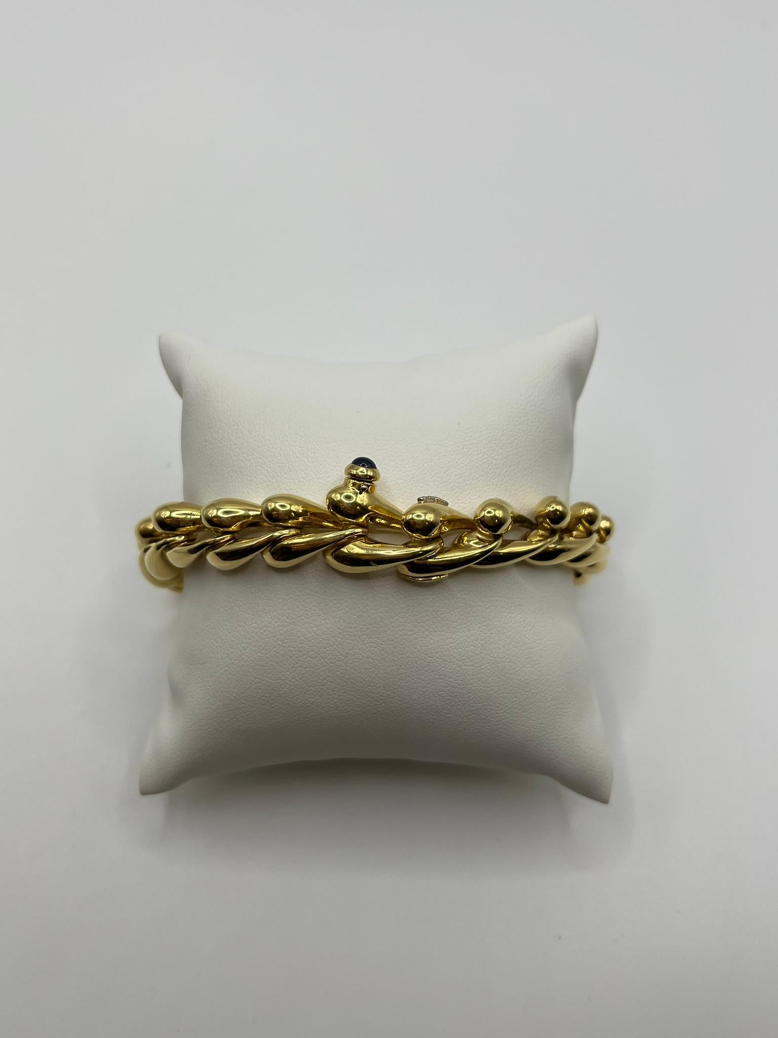 Bracciale Chiampesan in oro giallo 18 kt. con zaffiro cabochon - Edizione limita en venta 2