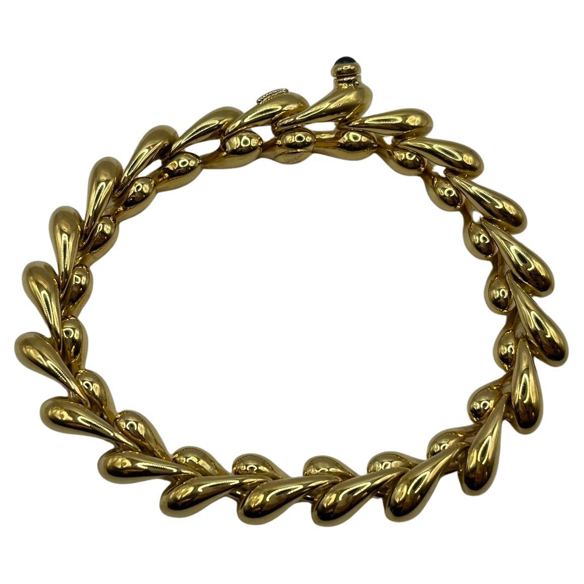 Bracciale Chiampesan in oro giallo 18 kt. con zaffiro cabochon - Edizione limita