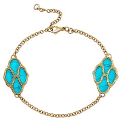 Bracelet with Turquoise Inlays on 18kt Yellow Gold - DREAMLAND* Collection
