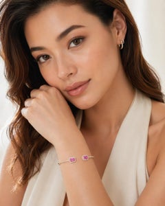 Bracelet avec saphirs roses ct 1.45 et diamants naturels ct 0.76, 18Kt