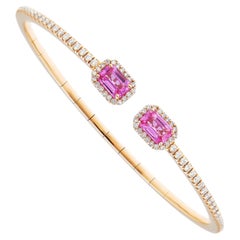 Bracelet avec saphirs roses ct 1.45 et diamants naturels ct 0.76, 18Kt