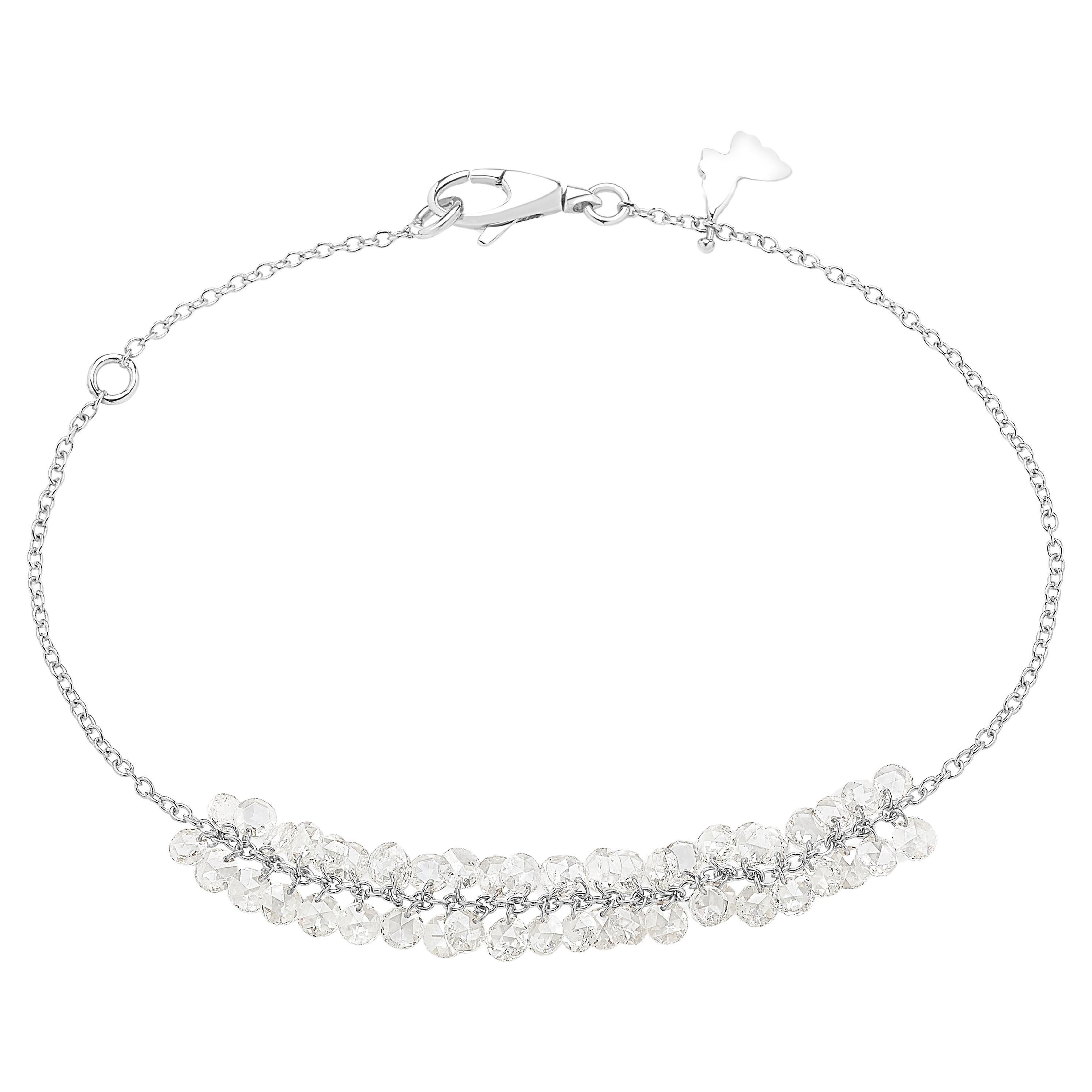 Bracelet constellation en or blanc et diamants taillés en rose