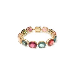 Handmade 18-karat gold bracelet with vivid natural multicolored tourmalines