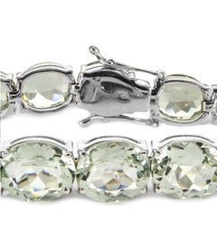 Handgefertigtes Armband aus 18-Karat-Weißgold mit natürlichen Prasiolithen