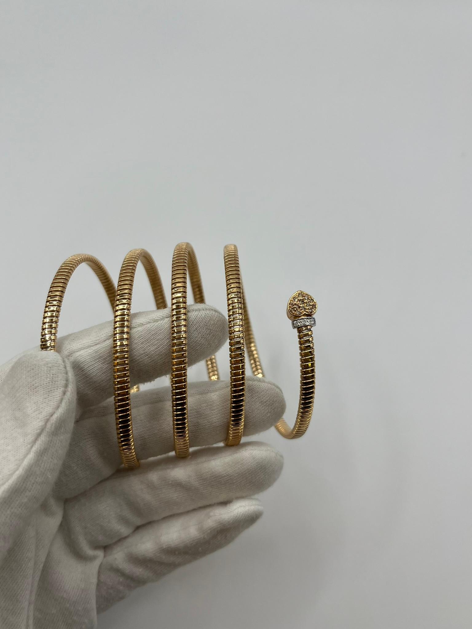 Fidia Tubogas 5-Spiral-Schlangenarmband aus 18 kt. Roségold und Diamanten im Angebot 4