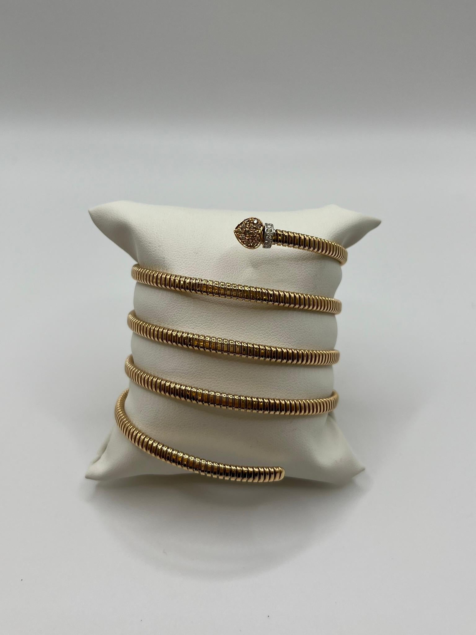 Fidia Tubogas 5-Spiral-Schlangenarmband aus 18 kt. Roségold und Diamanten im Angebot 5