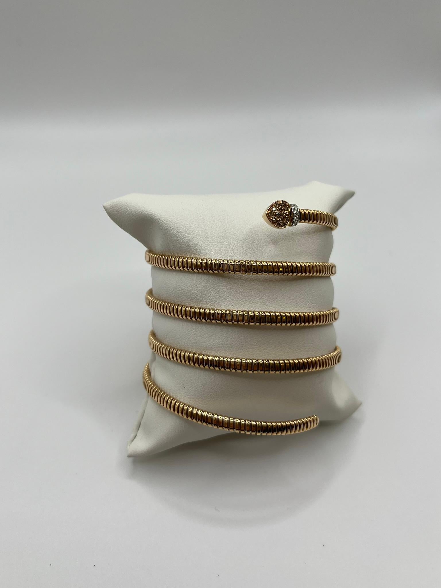 Fidia Tubogas 5-Spiral-Schlangenarmband aus 18 kt. Roségold und Diamanten im Angebot 6