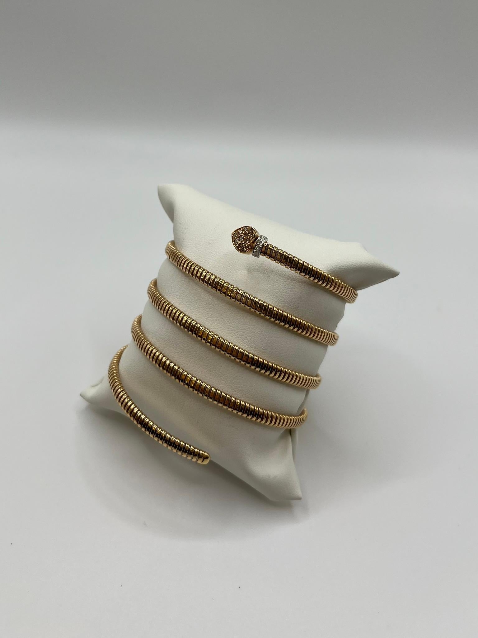 Fidia Tubogas 5-Spiral-Schlangenarmband aus 18 kt. Roségold und Diamanten im Angebot 7