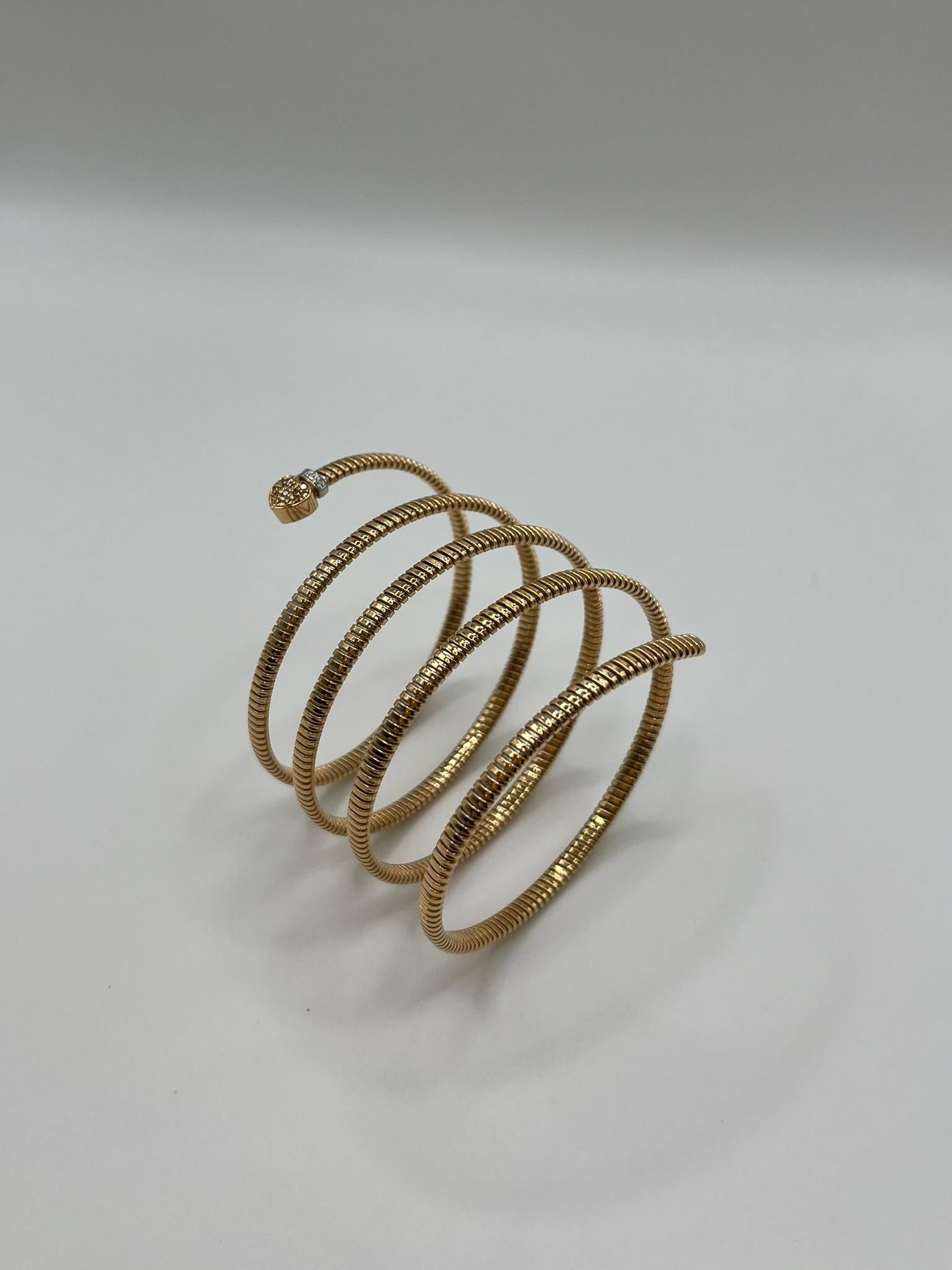 Fidia Tubogas 5-Spiral-Schlangenarmband aus 18 kt. Roségold und Diamanten (Moderne) im Angebot