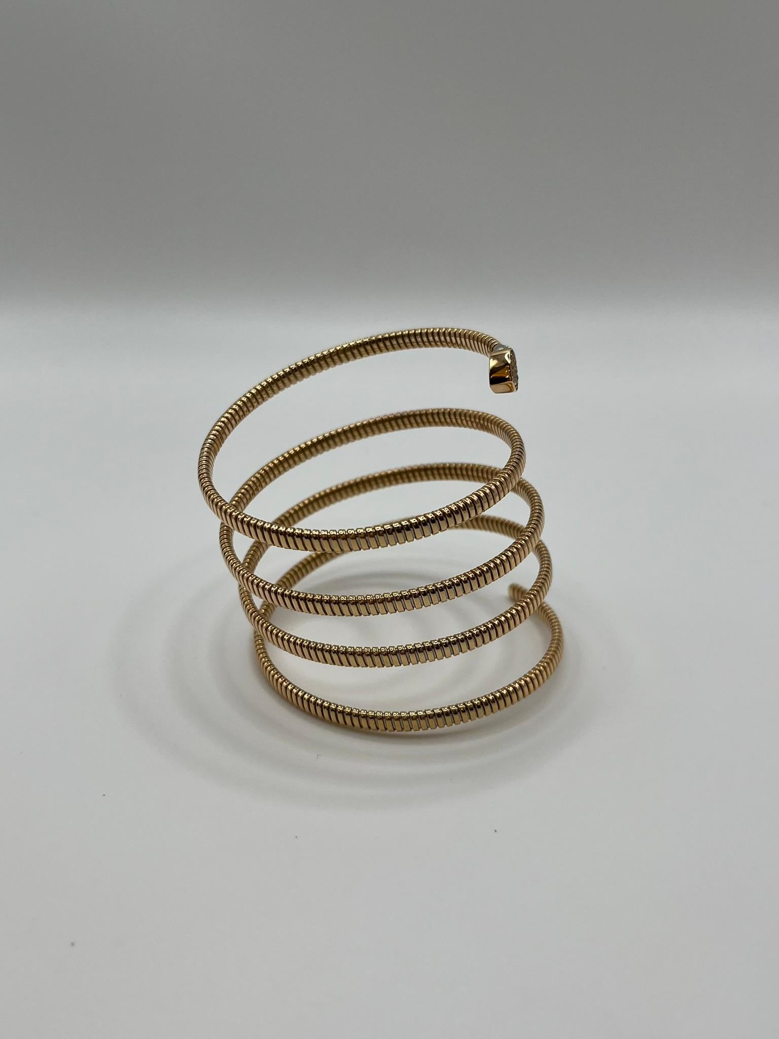 Fidia Tubogas 5-Spiral-Schlangenarmband aus 18 kt. Roségold und Diamanten im Angebot 2