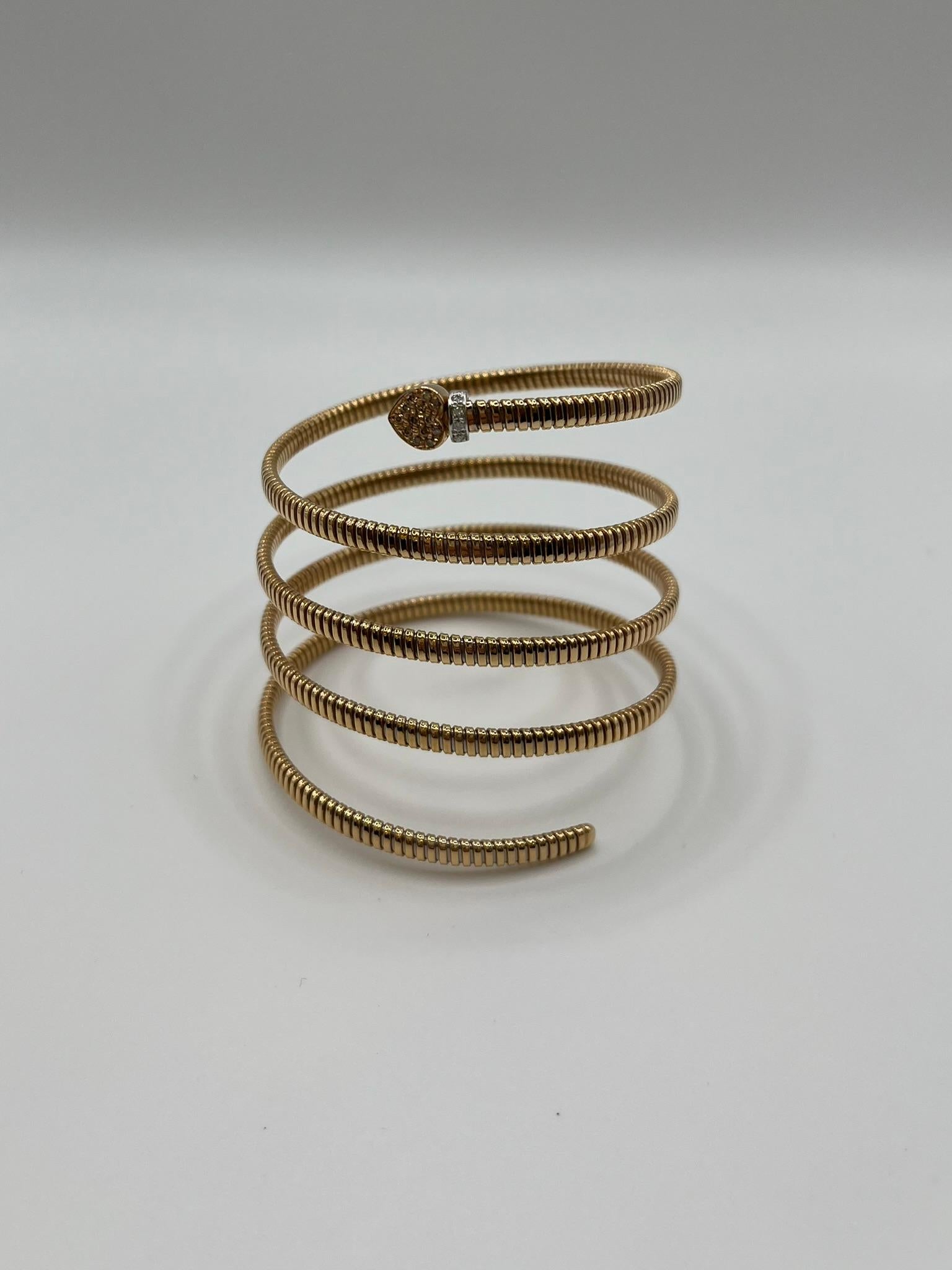 Fidia Tubogas 5-Spiral-Schlangenarmband aus 18 kt. Roségold und Diamanten im Angebot 3