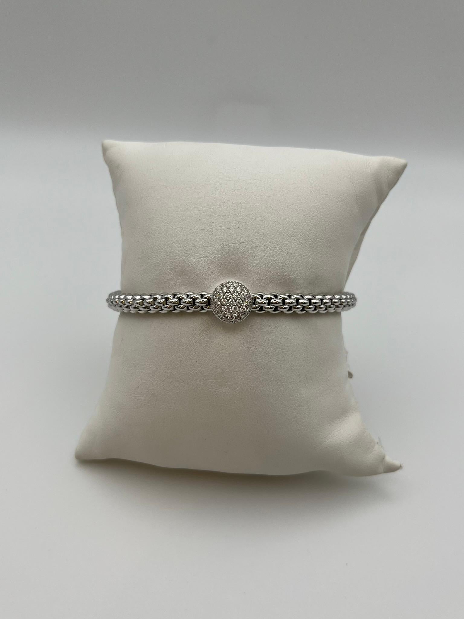 Bracelet Fope Flex'it en or blanc 18 carats avec diamants pavés Unisexe en vente