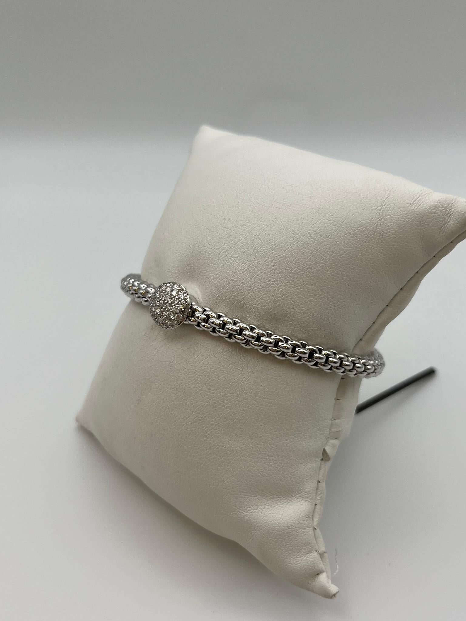 Bracelet Fope Flex'it en or blanc 18 carats avec diamants pavés en vente 1