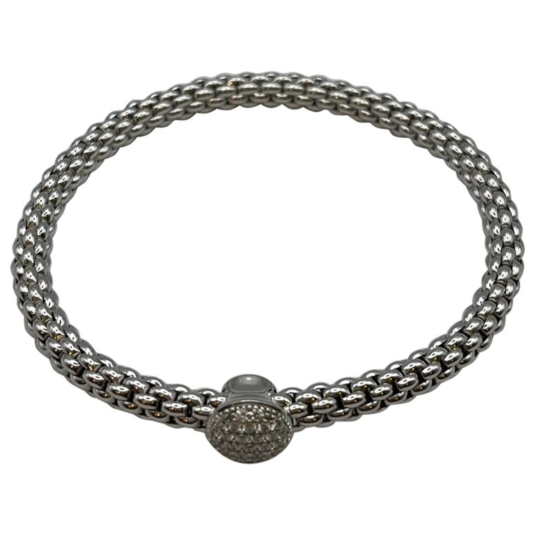 Bracciale Fope Flex'it in oro bianco 18 kt. con pavè di diamanti in vendita