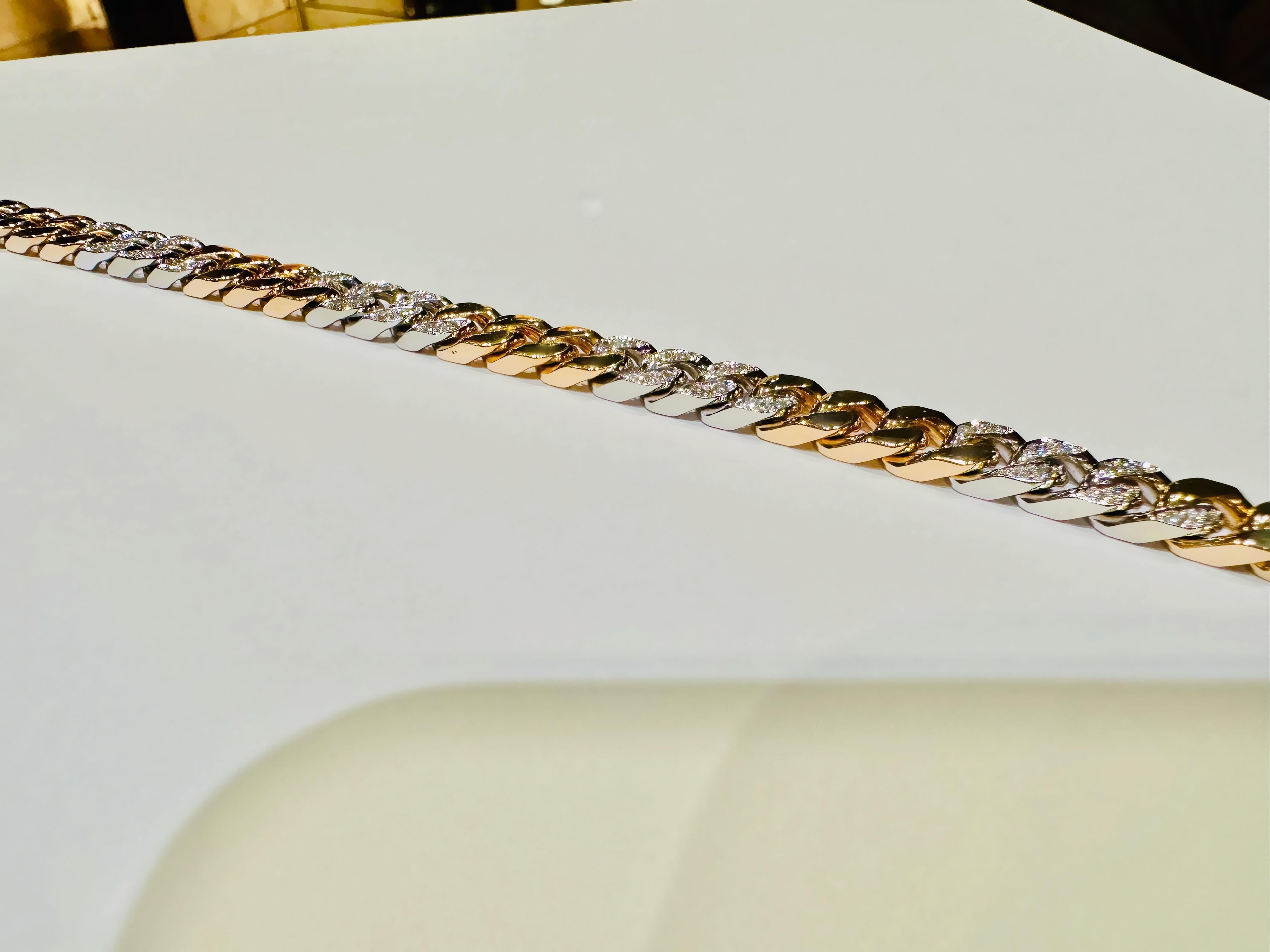 Pulsera Groumette de oro blanco y amarillo con diamantes: poder y estilo en venta 1