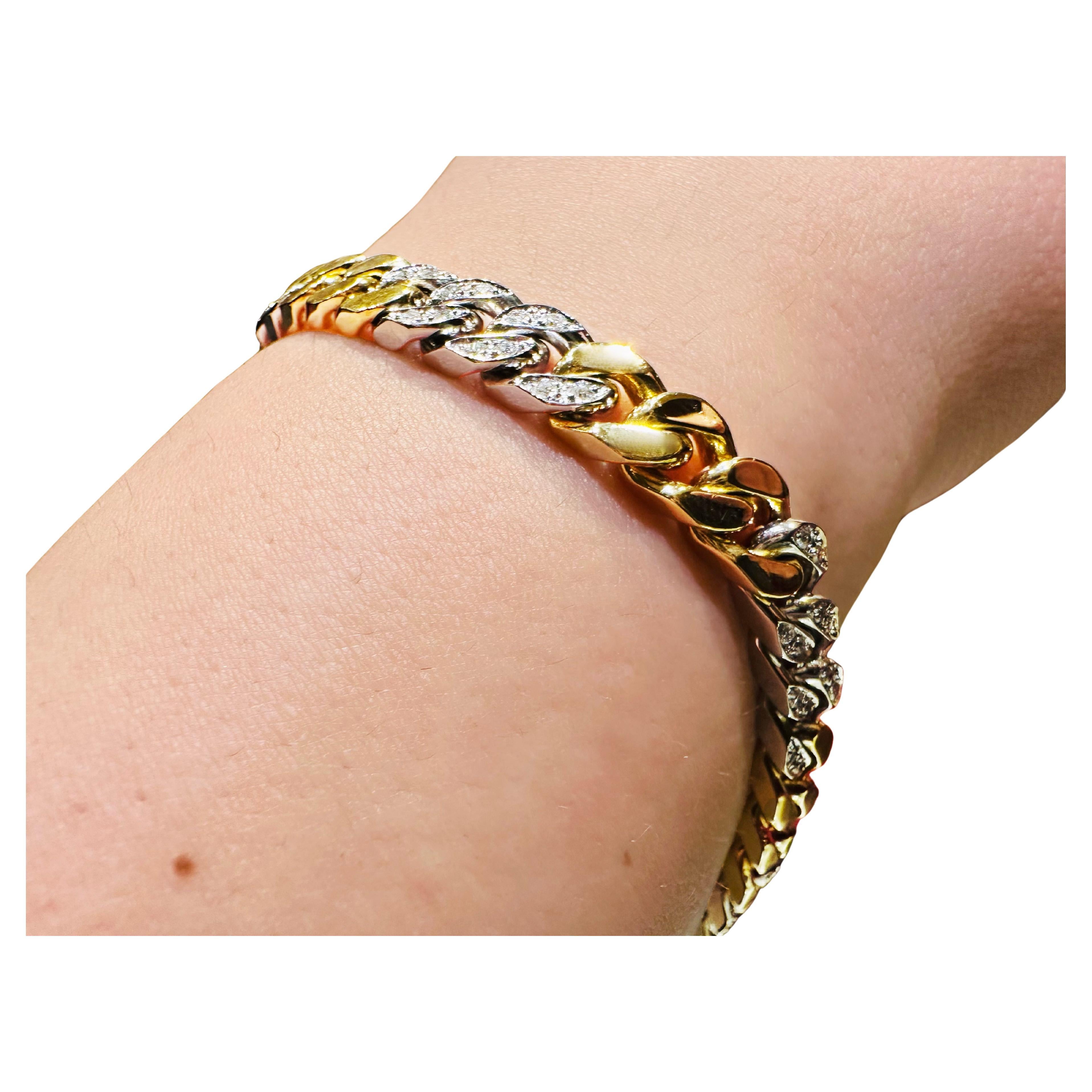 Bracciale Groumette in Oro Bianco e Giallo con Diamanti: Potenza e Stile