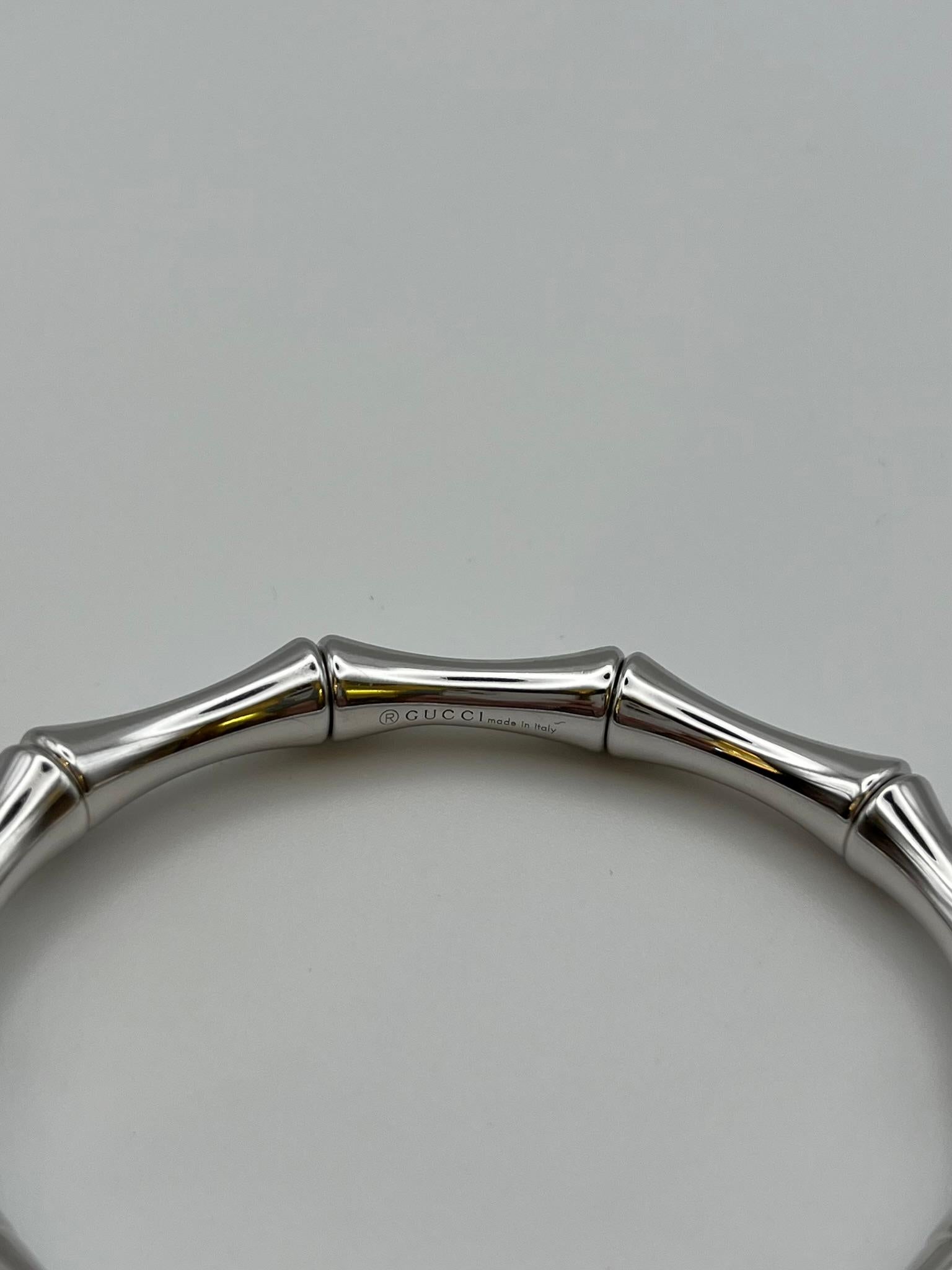 Bracelet Gucci Bambou en or blanc 18 carats. en vente 4