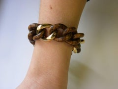 Wood and 18kt Yellow Gold Bracelet Size S - Natural Groumette Collection *