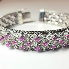 Bracciale in oro bianco 18k con rubini naturali da 2.80 carati totali circa