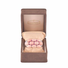 Bracelet en or blanc avec corail rose pâle et rubis