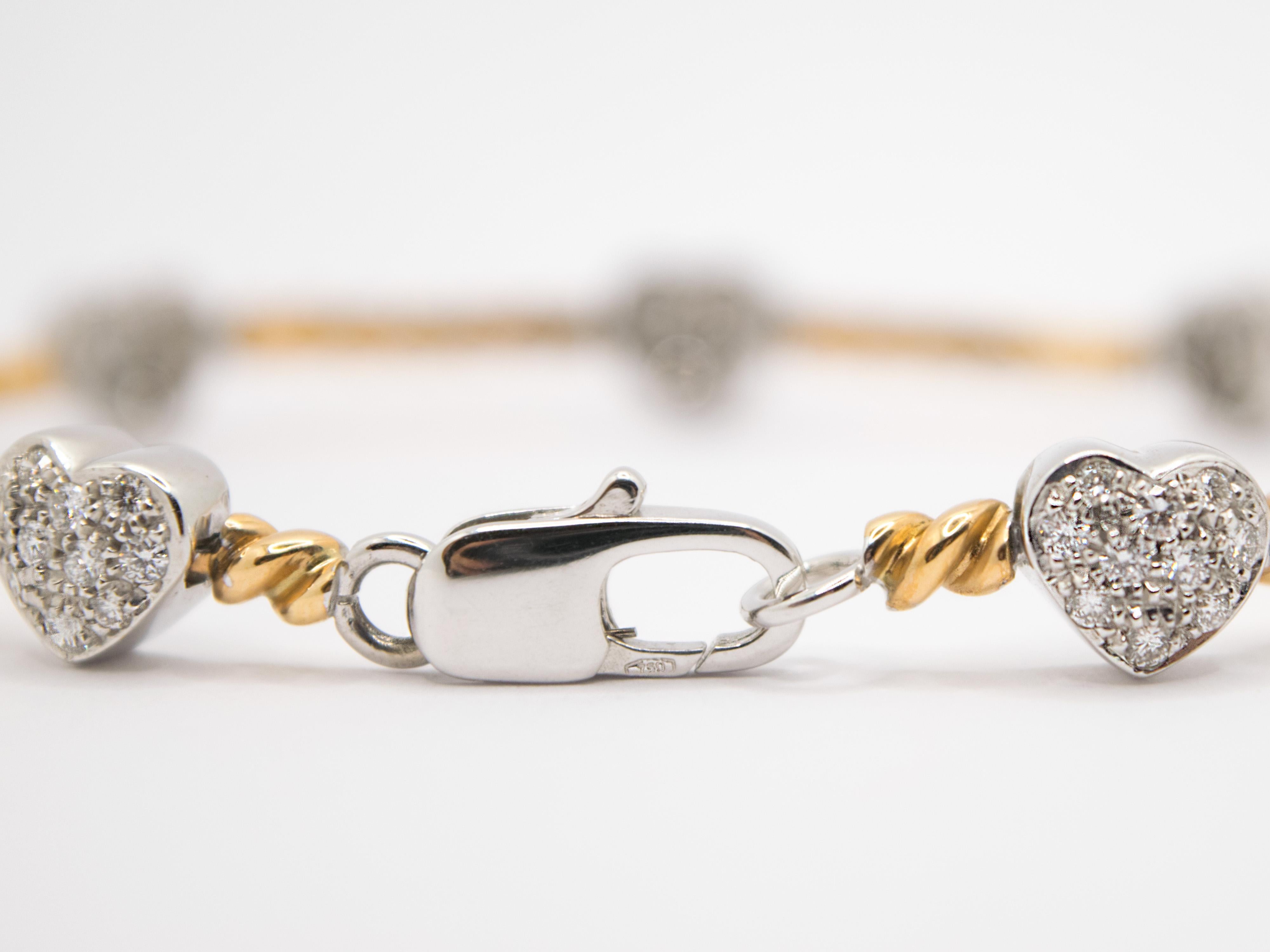 Brilliant Cut 18 Kt Two-Tone Gold and Diamond Bracelet For Sale